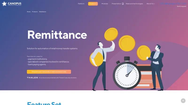 Homepage of Canopus Remittance