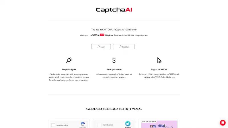 Homepage of CaptchaAI