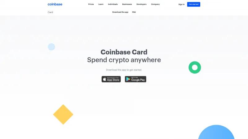 Homepage of Coinbase Card