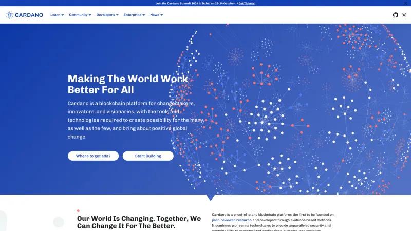 Homepage of Cardano