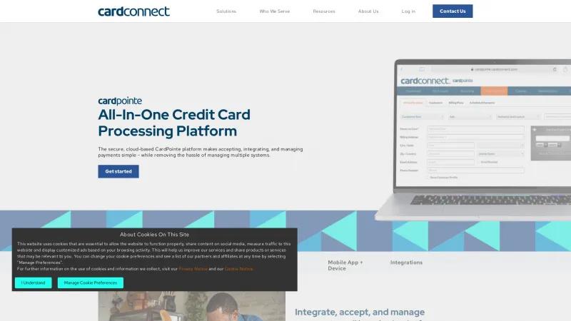 Homepage of CardPointe