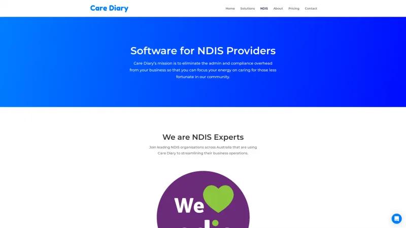 Homepage of Care Diary