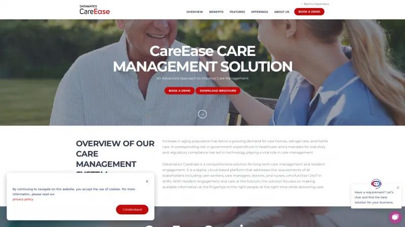 Homepage of Datamatics CareEase