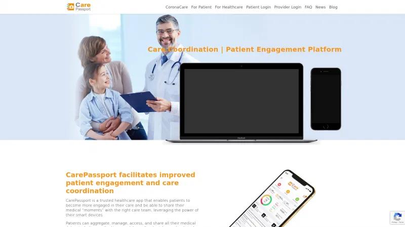 Homepage of CarePassport