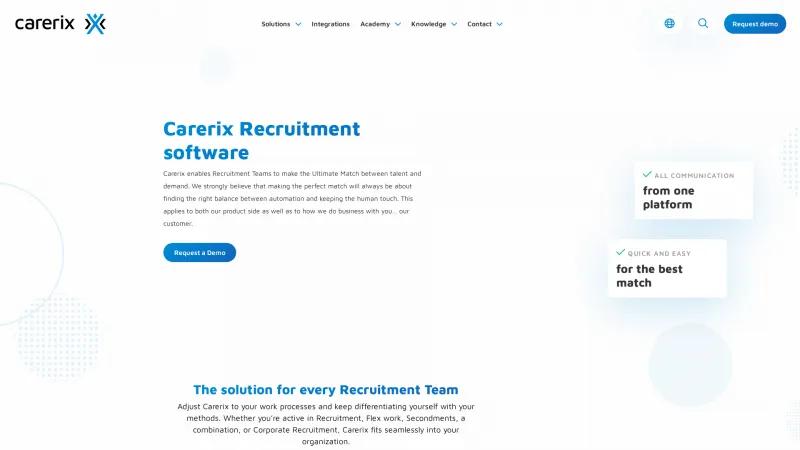 Homepage of Carerix