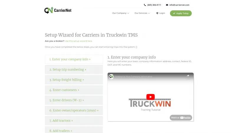 Homepage of Truckwin TMS