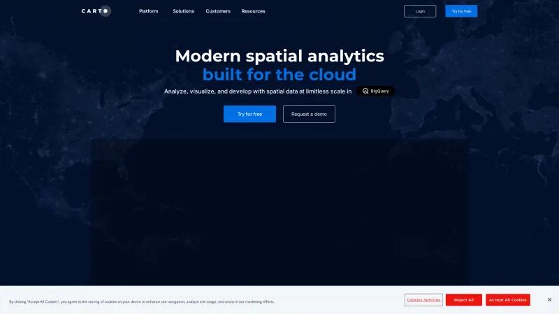 Homepage of CARTO