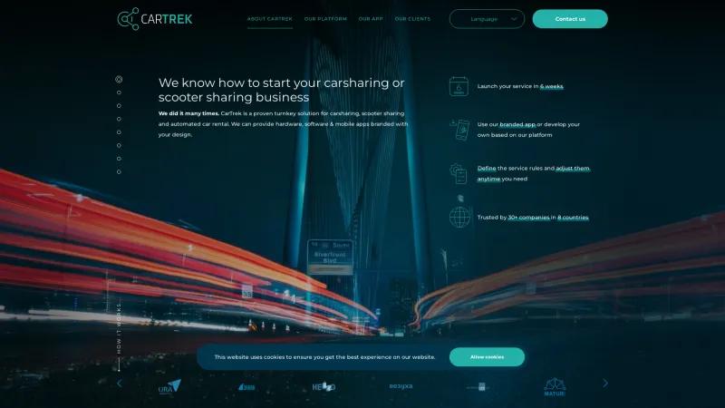 Homepage of CarTrek