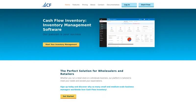 Homepage of Cash Flow Inventory