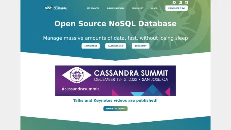 Homepage of Apache Cassandra