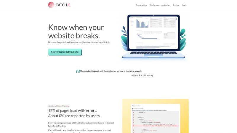 Homepage of CatchJS