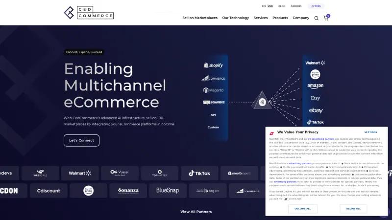 Homepage of CedCommerce