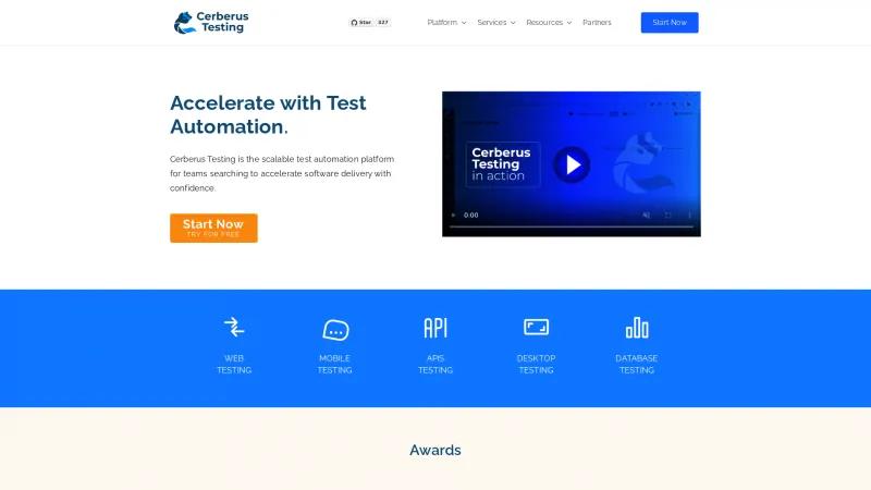 Homepage of Cerberus Testing