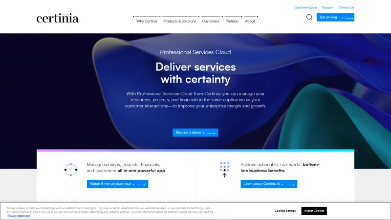 Homepage of Certinia PS Cloud