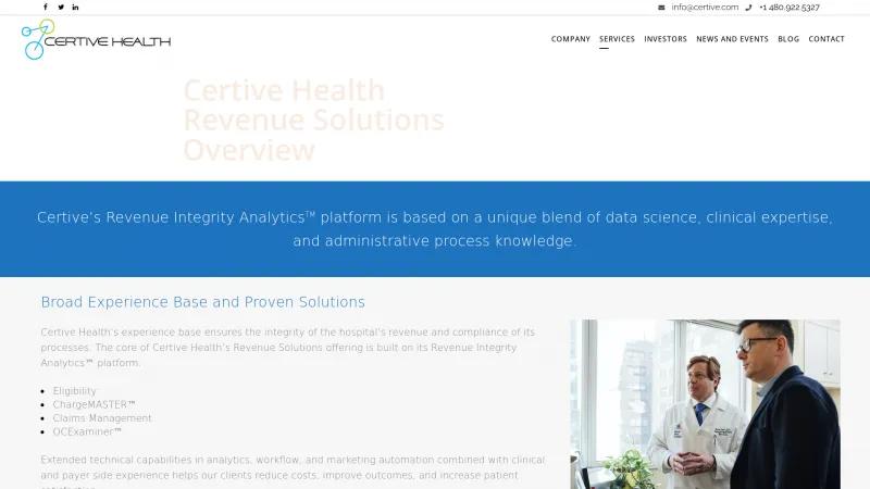 Homepage of Certive Health