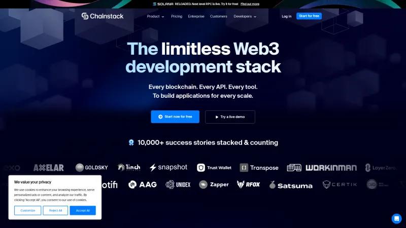 Homepage of Chainstack