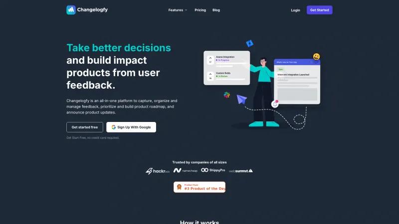 Homepage of Changelogfy