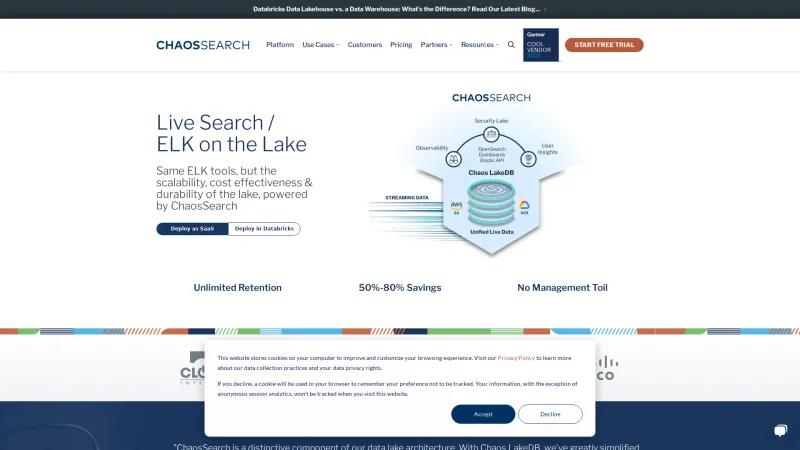 Homepage of ChaosSearch