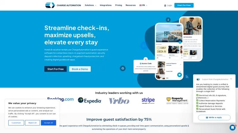 ChargeAutomation: Revolutionizing Guest Experience Software for Vacation Rentals and Hotels Homepage of ChargeAutomation