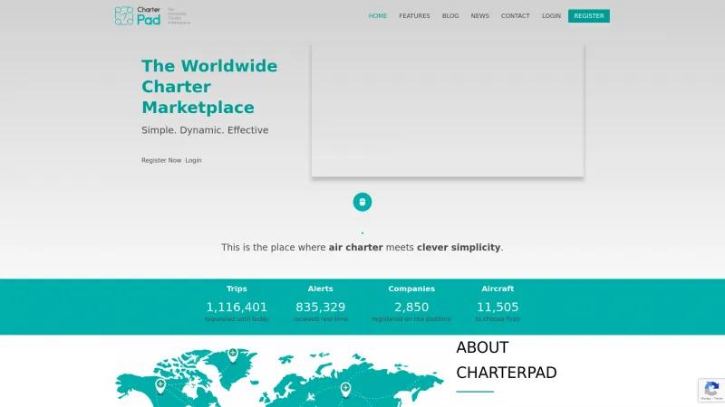 Homepage of CharterPad