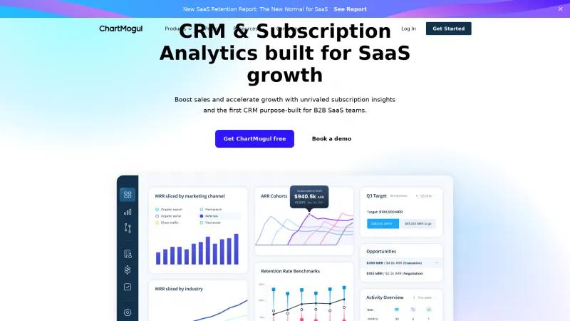 Homepage of ChartMogul