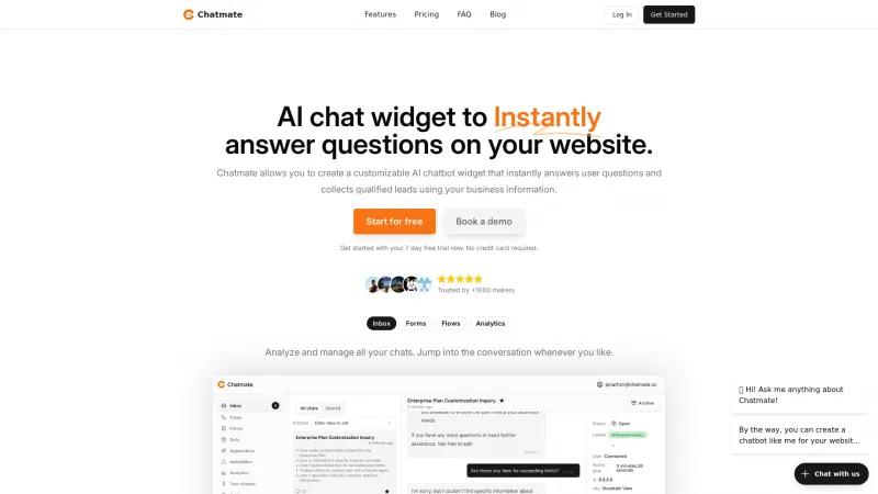 Homepage of Chatmate