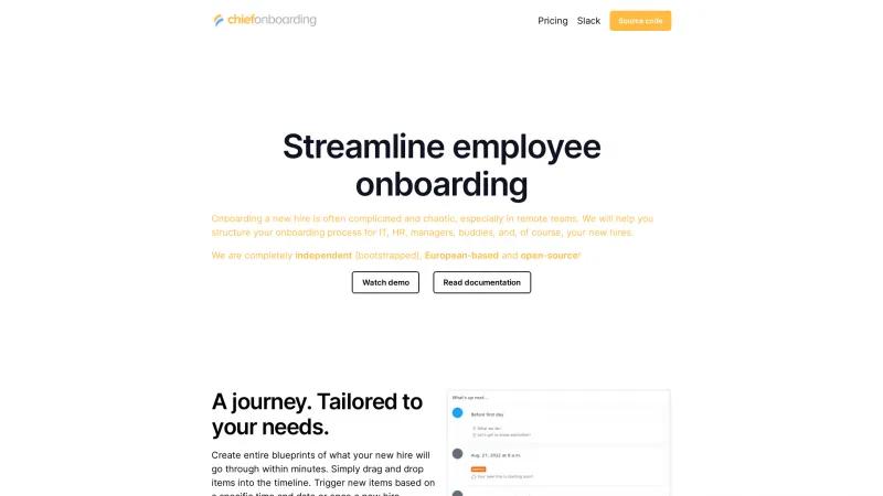 Homepage of ChiefOnboarding