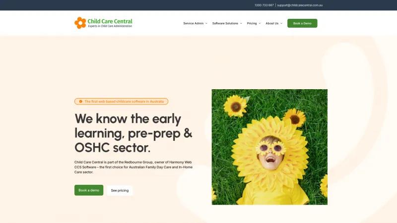 Homepage of Child Care Central