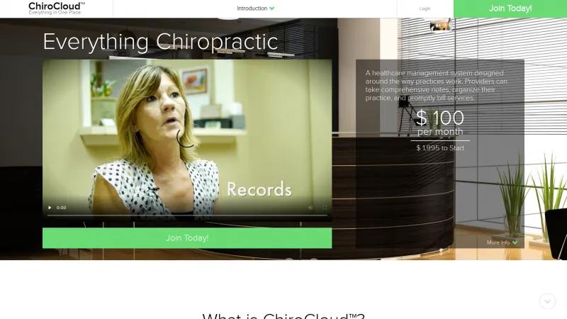 Homepage of ChiroCloud