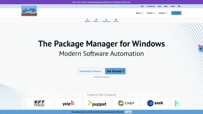 Homepage of Chocolatey