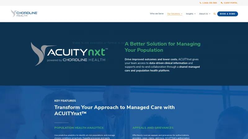 Homepage of ACUITYnxt