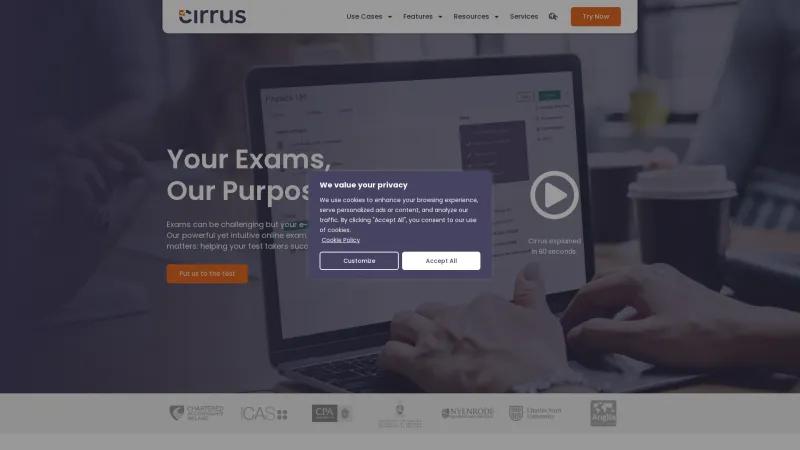 Homepage of Cirrus Assessment