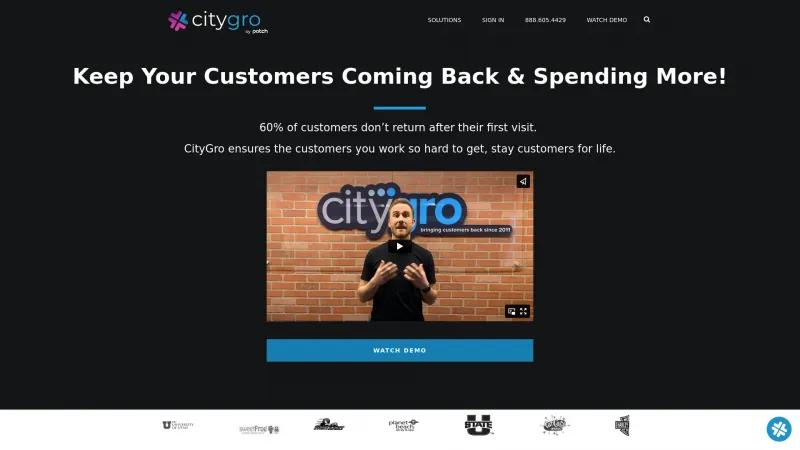 Homepage of CityGro