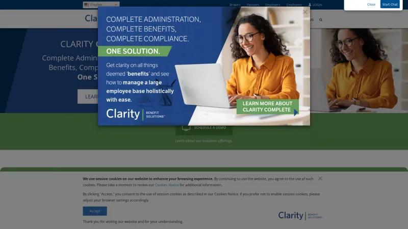 Homepage of Clarity Benefit Solutions