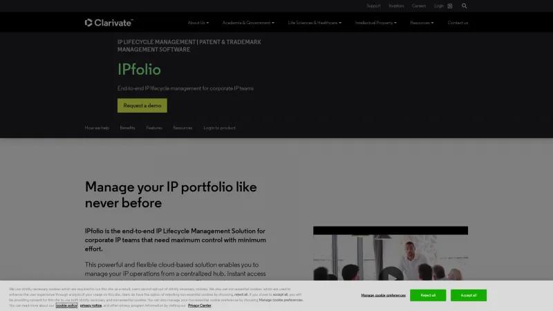 Homepage of IPfolio