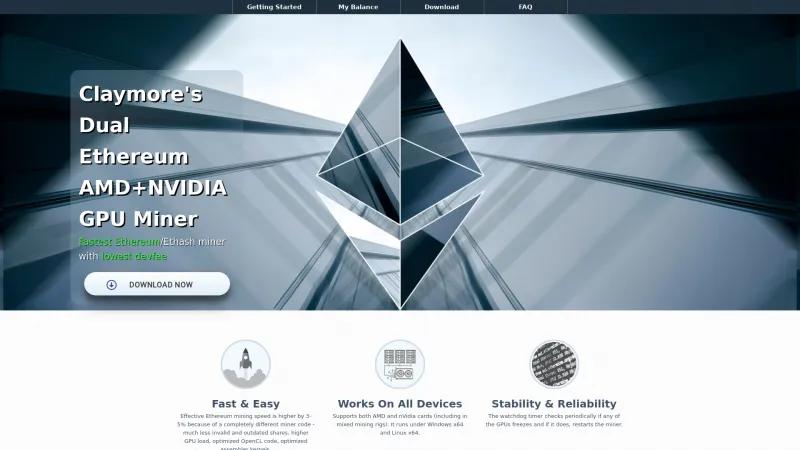 Homepage of Claymore Dual Miner