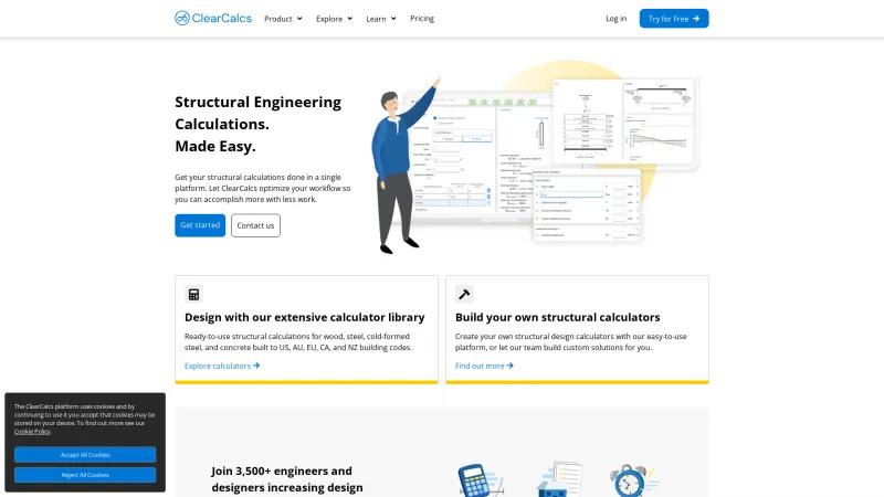 Homepage of ClearCalcs