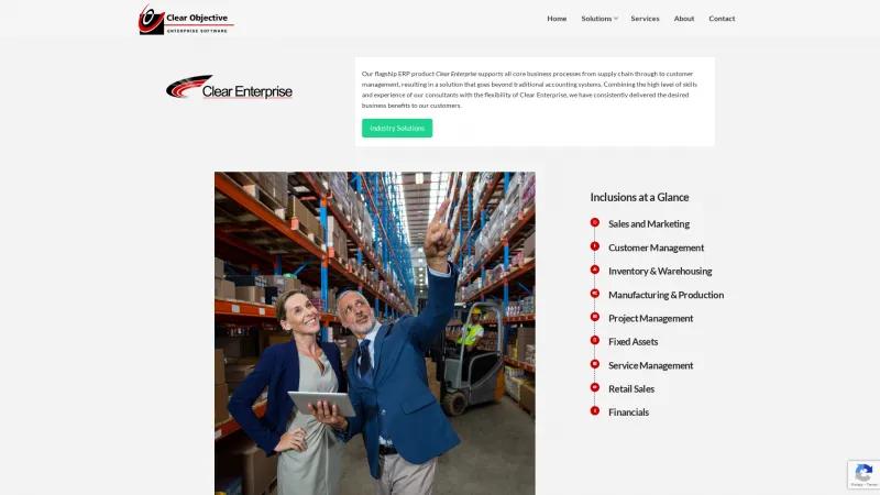 Homepage of Clear Enterprise