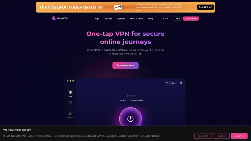 Homepage of ClearVPN