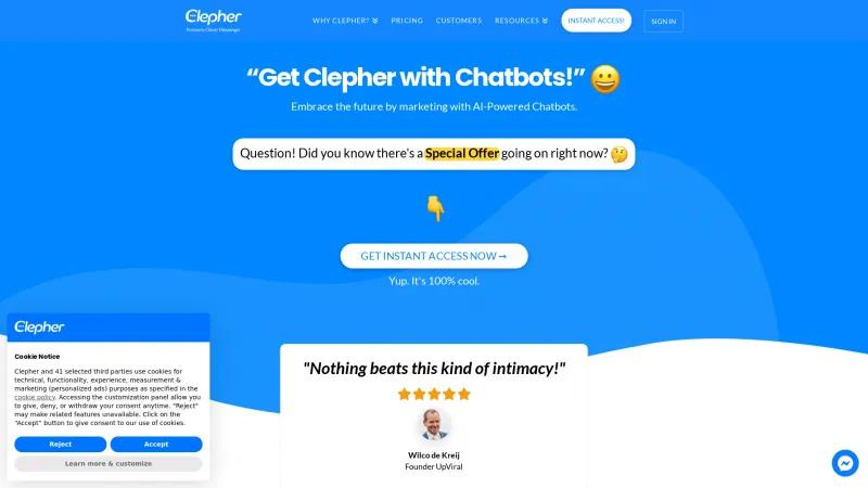 Homepage of Clever Messenger