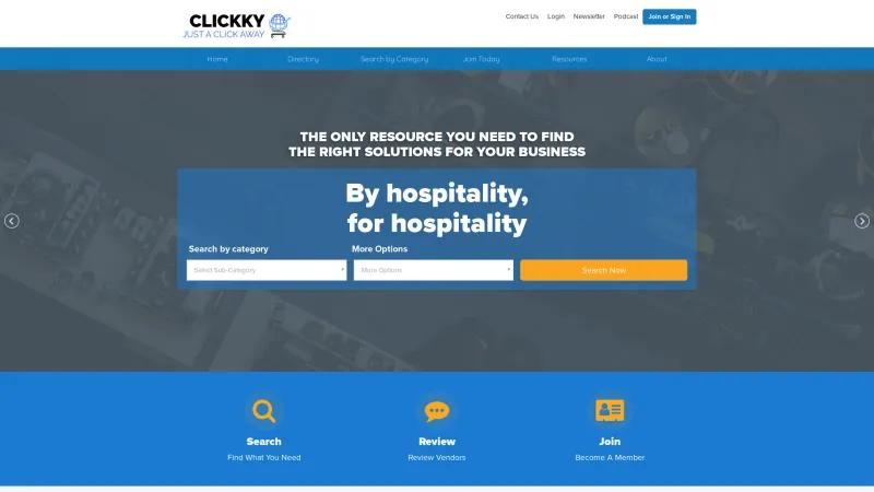 Homepage of Clickky