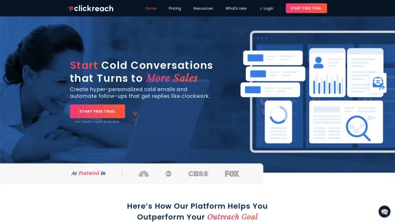 Homepage of ClickReach