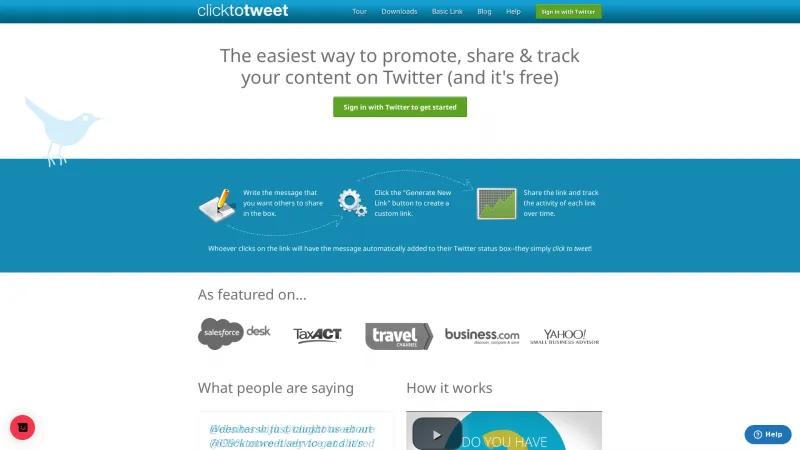 Homepage of ClickToTweet