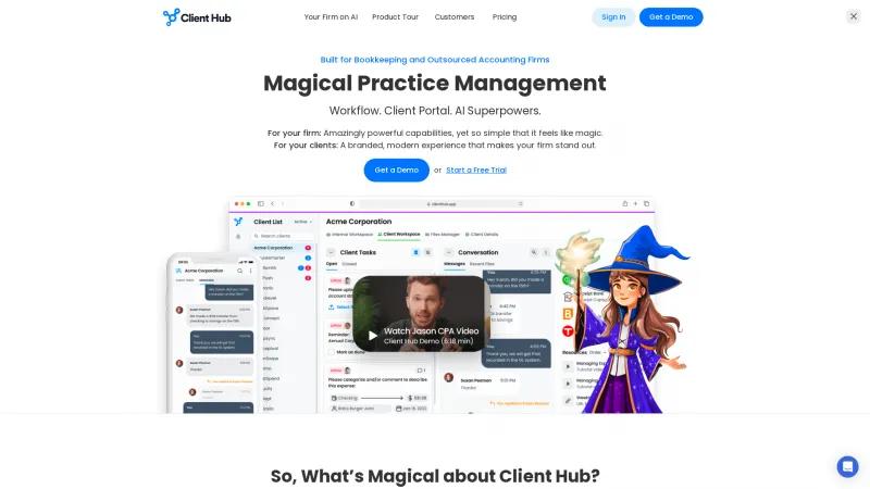 Homepage of Client Hub