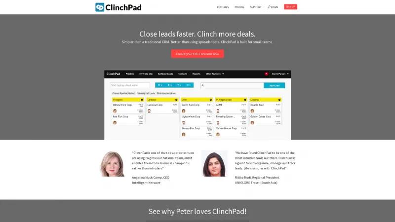 Homepage of ClinchPad