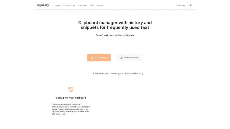 Homepage of Clipdiary