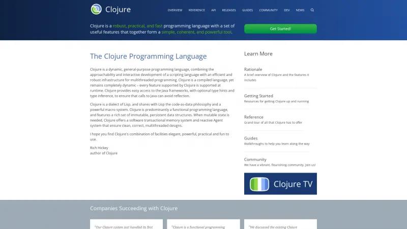 Homepage of Clojure