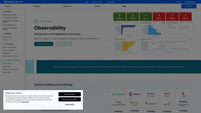 Homepage of NetApp Cloud Insights