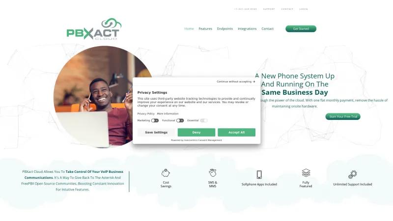 Homepage of PBXact Cloud