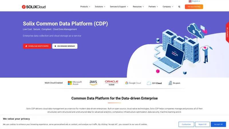 Homepage of SOLIXCloud CDP